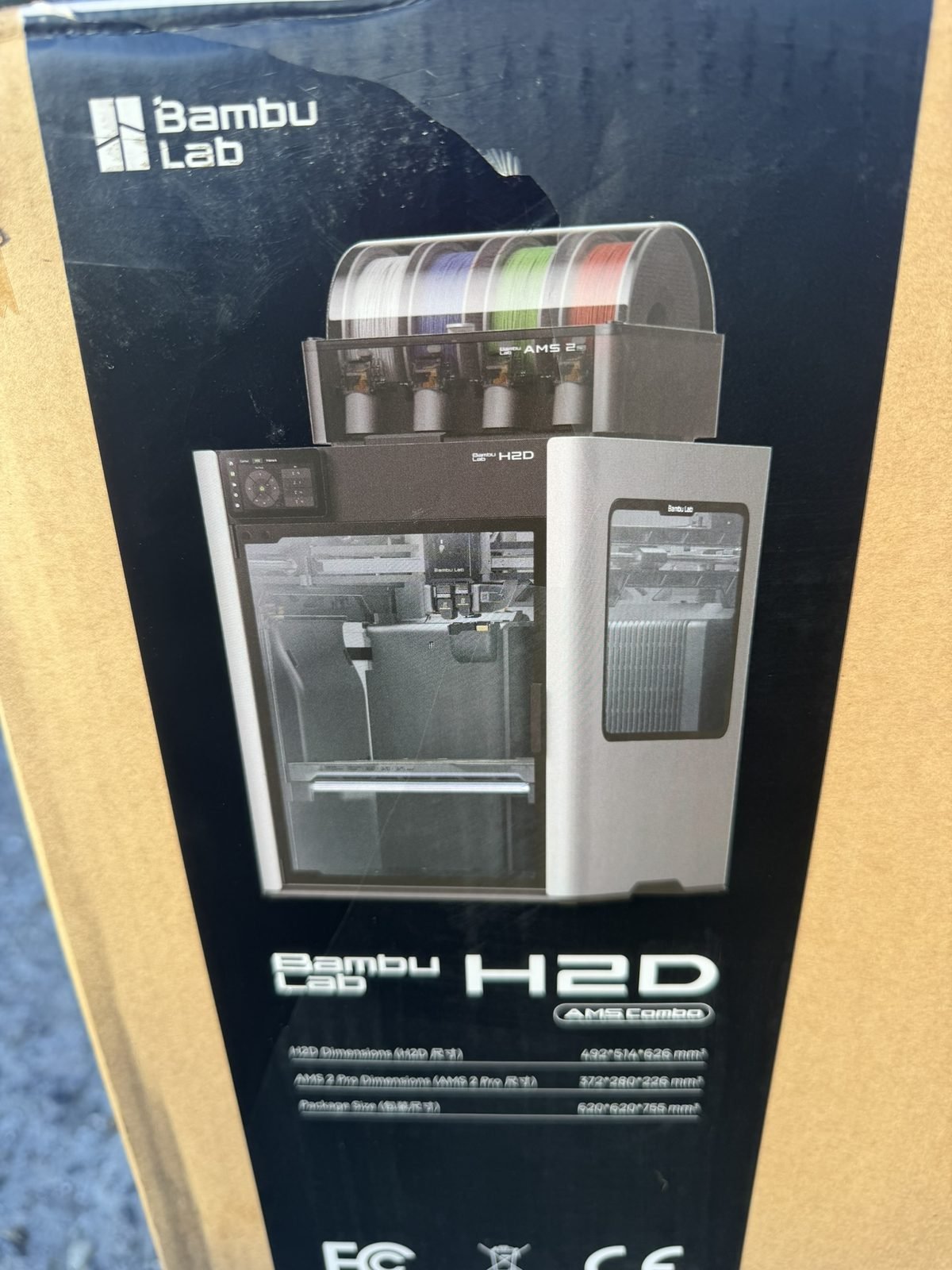 Bambu Lab H2D 3D printer delivery, unboxed on the shop floor (photo 2 of 2)