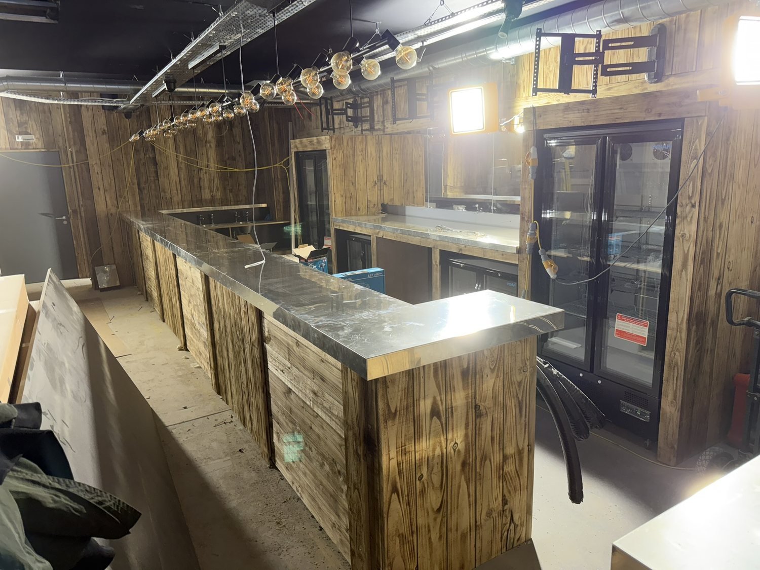 Bespoke pewter bar top, Exeter bowling alley project (photo 22 of 23)